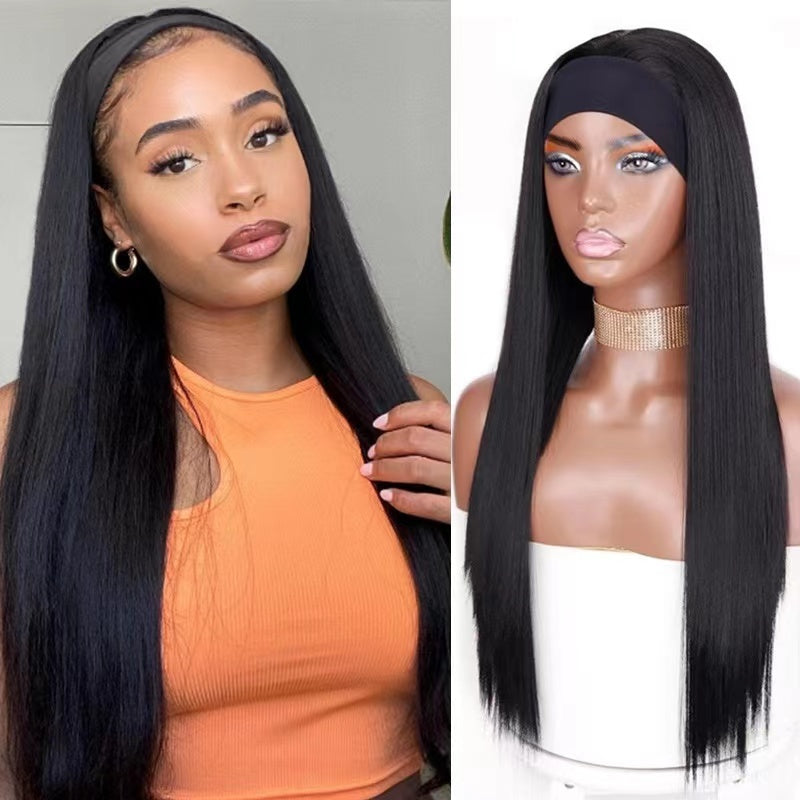 Synthetic Headband Wig for Women Half Wig with Headband Attached No Lace Easy to Install