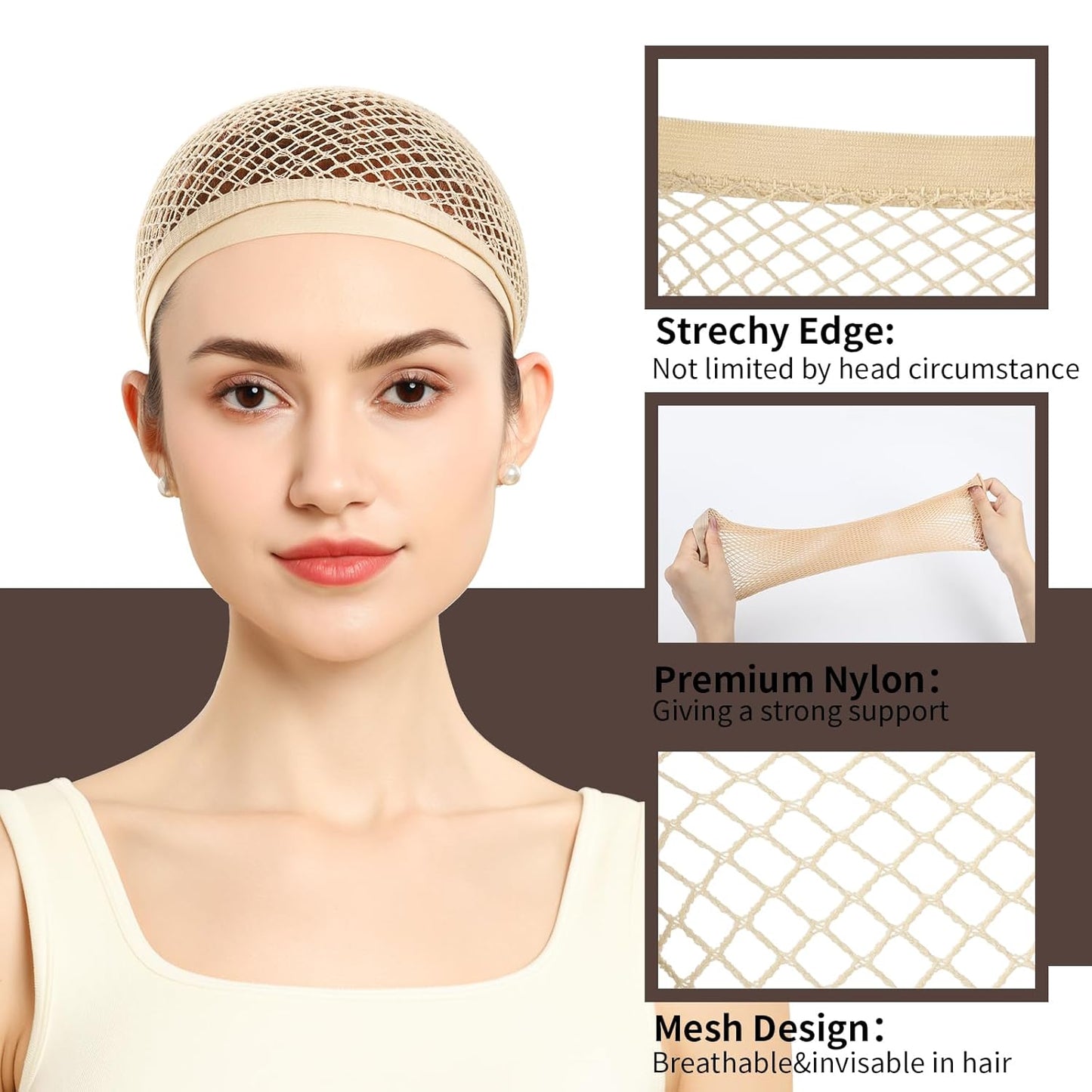 Version 3.0 Plus Size Wig Net For Long Hair Non Slip For Halloween Party Cosplay 2 Pieces