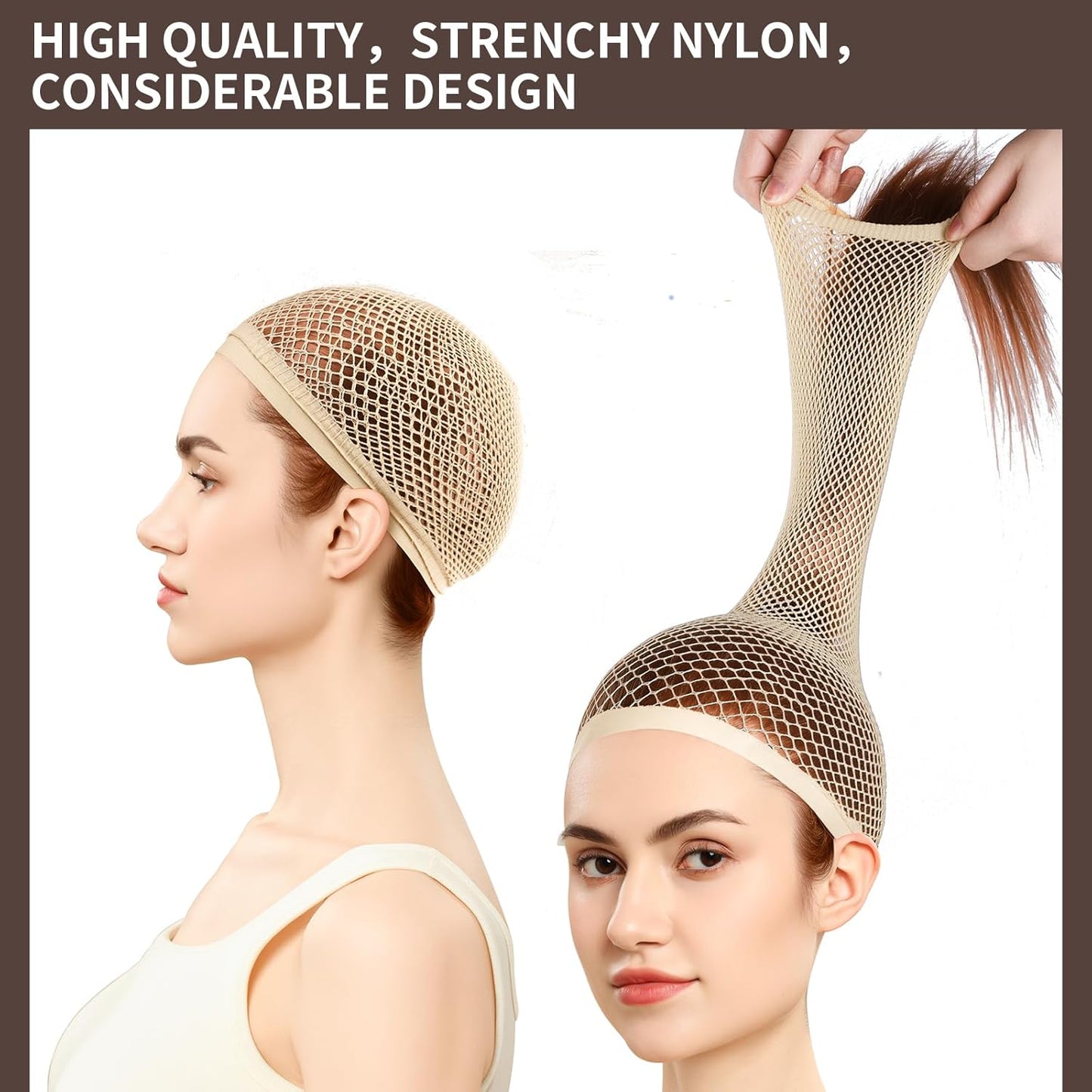 Version 3.0 Plus Size Wig Net For Long Hair Non Slip For Halloween Party Cosplay 2 Pieces