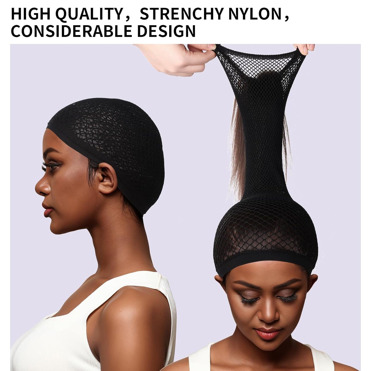 Version 3.0 Plus Size Wig Net For Long Hair Non Slip For Halloween Party Cosplay 2 Pieces