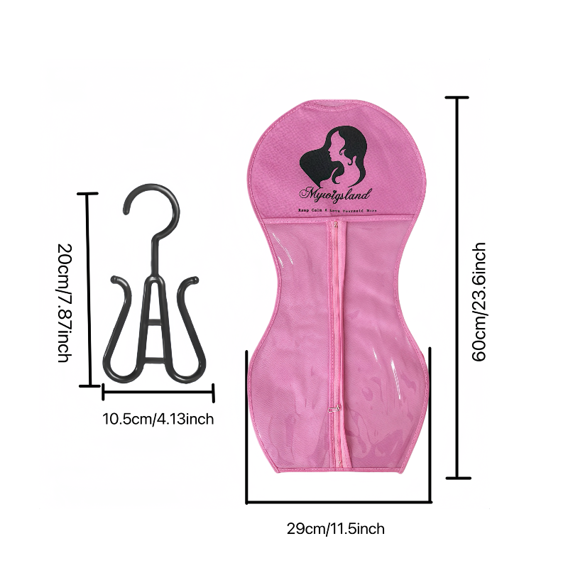 New Design Hourglass-Shaped Wig Storage Bag with Hanger, Wig Storage Organizer for Small Space, Dust Proof Easy Storage for Wigs