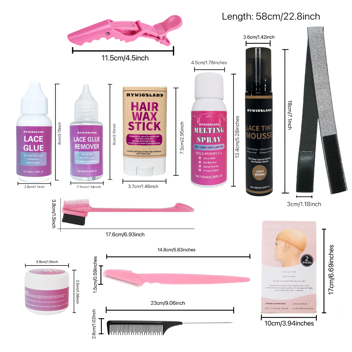 17pcs/Set wig install kit box