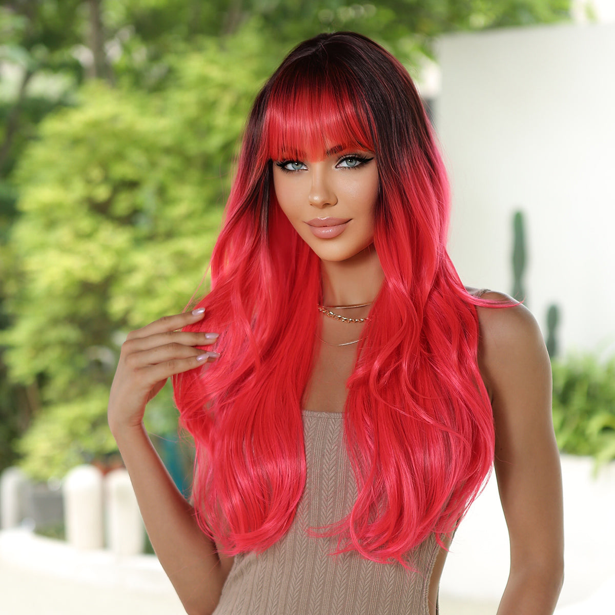 Mywigsland 24inch Ombre Red with Bangs