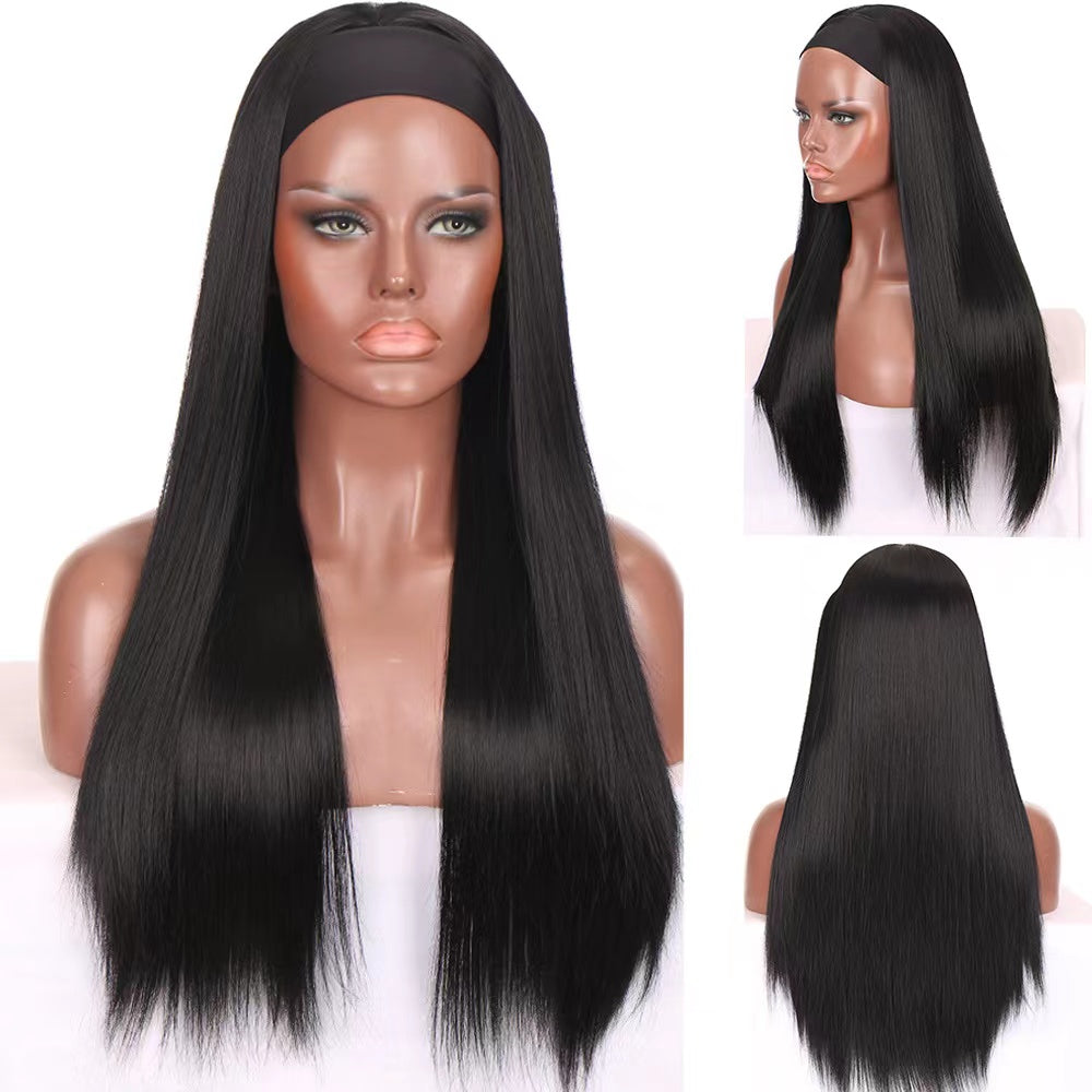 Synthetic Headband Wig for Women Half Wig with Headband Attached No Lace Easy to Install