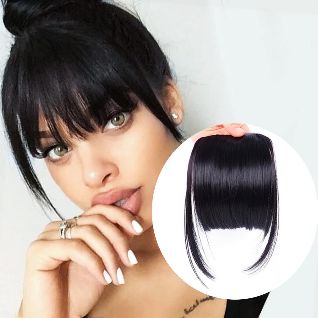 Clip in Fringe Hair Extension Synthetic Fringe with Temples Front Face Hair Piece for Women