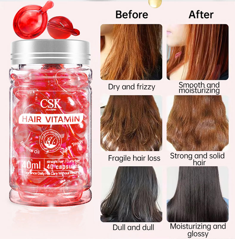 40pcs/bottle Hair Serum Oil Capsules With Vitamin, No Rinse With Moroccan/Macadamia/Avocado Oil For Hair Smoothing, Moisturizing, Women & Men