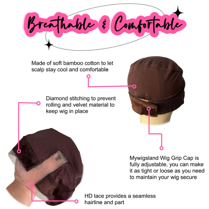 All-In-One Anti-Slip Lace Wig Grip Cap for Glueless Install And Keep Wigs In Place With Ease