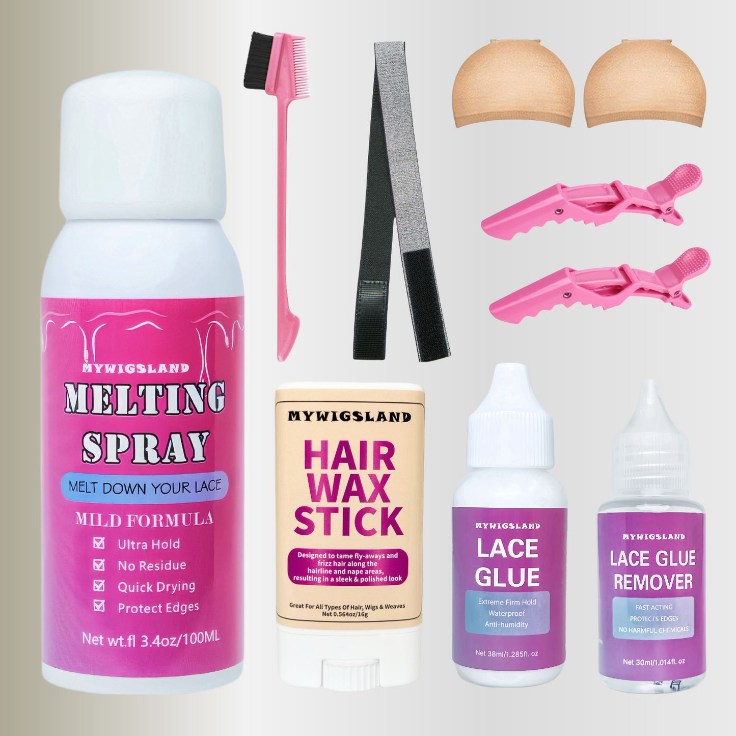 Waterproof Lace Wig Glue Kit with Melting Spray and Glue Remover