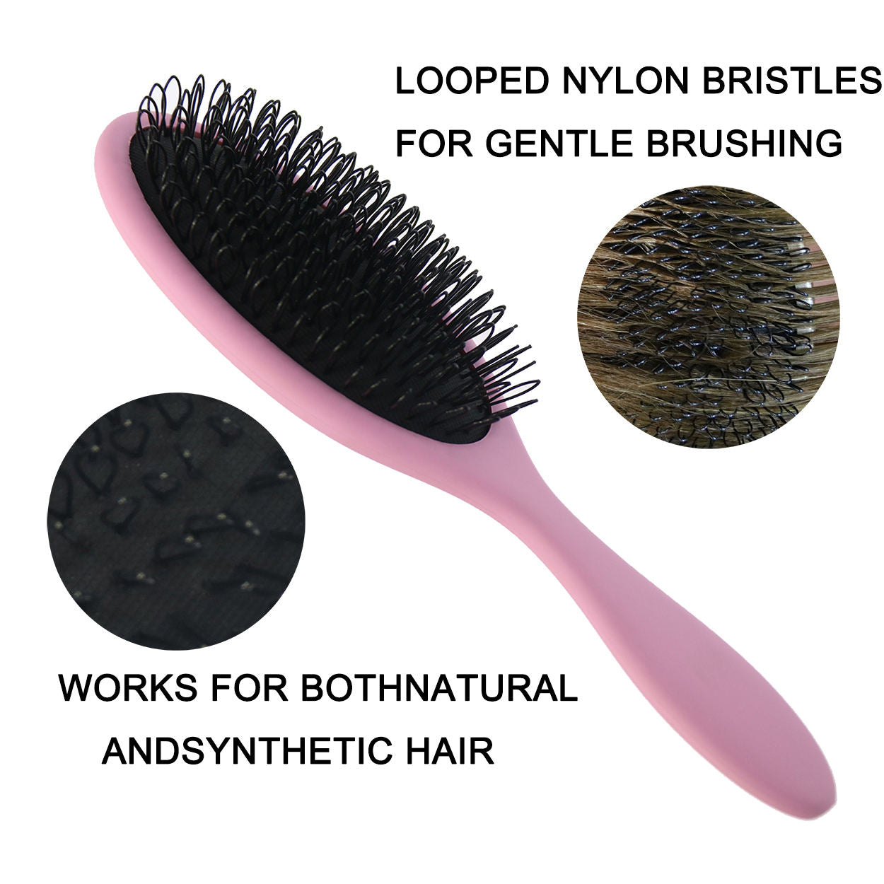 U-Shaped Design Protecting Hair Brush for Brushing, Styling & Detangling Natural and Synthetic Hair, Loop Bristle Hair Extension Brush for Detangling Wigs