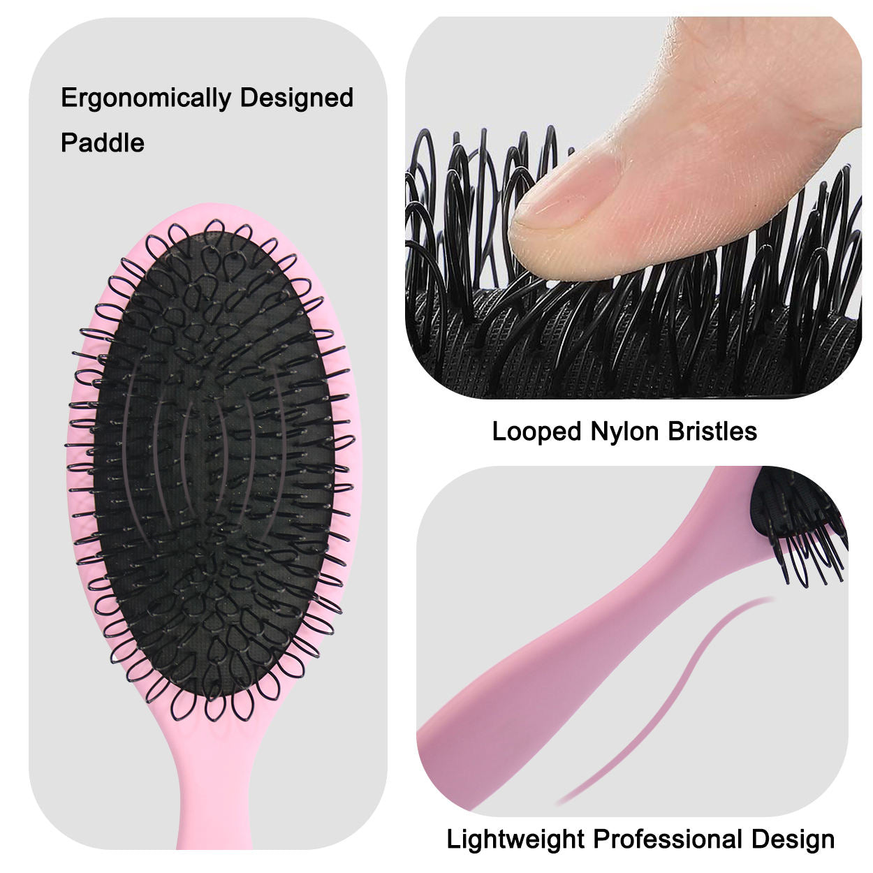 U-Shaped Design Protecting Hair Brush for Brushing, Styling & Detangling Natural and Synthetic Hair, Loop Bristle Hair Extension Brush for Detangling Wigs