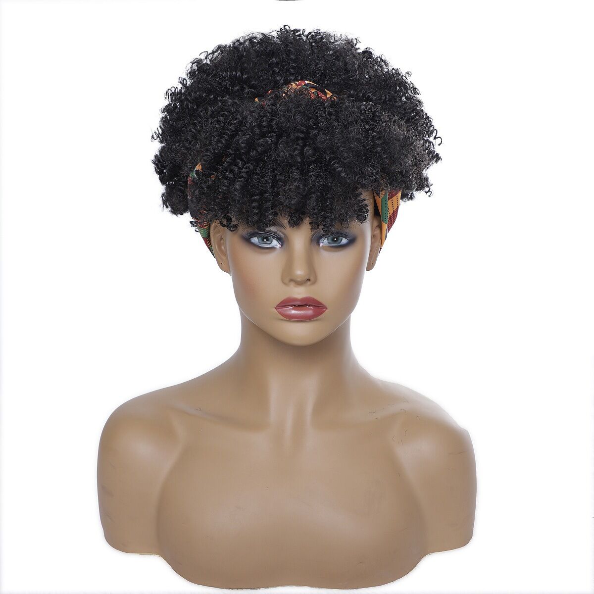 Mywigsland Afro Coily Curls Headband Wig With Bangs for Female