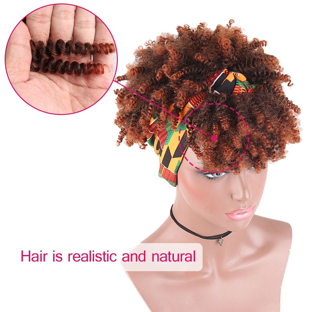 Mywigsland Afro Coily Curls Headband Wig With Bangs for Female