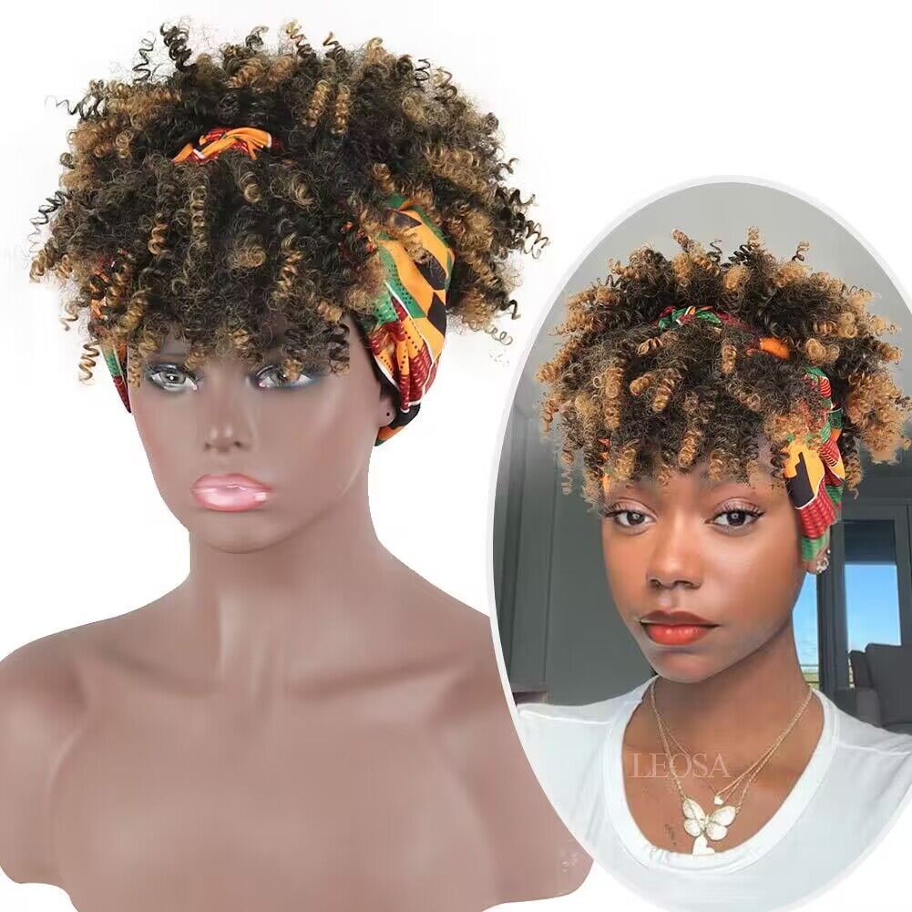 Mywigsland Afro Coily Curls Headband Wig With Bangs for Female – mywigsland