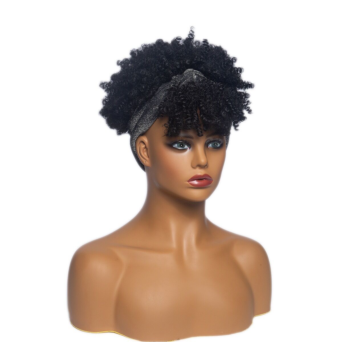 Mywigsland Afro Coily Curls Headband Wig With Bangs for Female