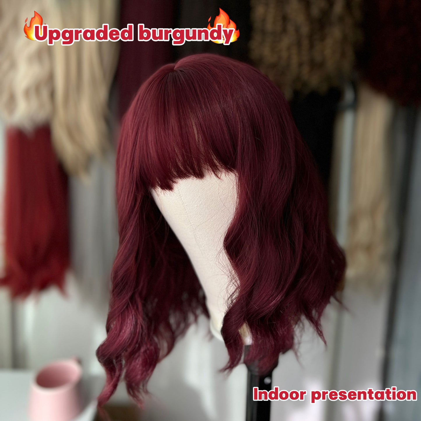 Mywigsland 14 Inch Vigour Girl Short Wavy with Bangs Synthetic Heat Resistant Wig Bob Style