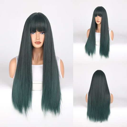 Mywigsland 28 Inch Long Straight Synthetic Heat Resistant Wig