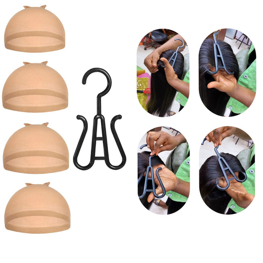 4 Pcs Stocking Wig Caps And 1 Pc Wig Hook Perfect For Professional Use