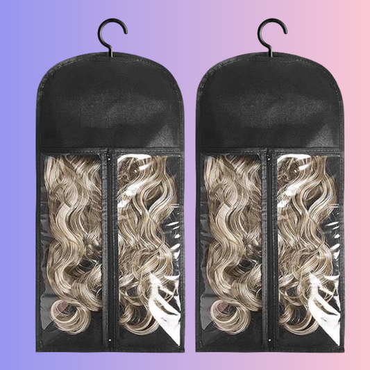 Wig Storage Bag and Hanger for Multiple Wigs Dust proof Easy Wig Organizer PVC Bag with Zipper