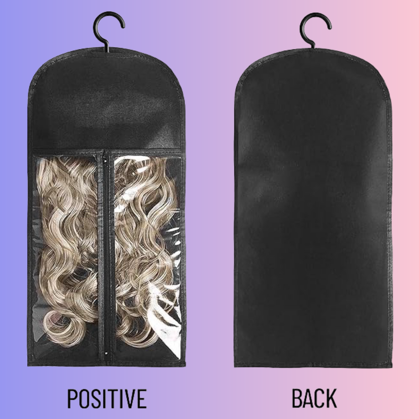 Wig Storage Bag and Hanger for Multiple Wigs Dust proof Easy Wig Organizer PVC Bag with Zipper