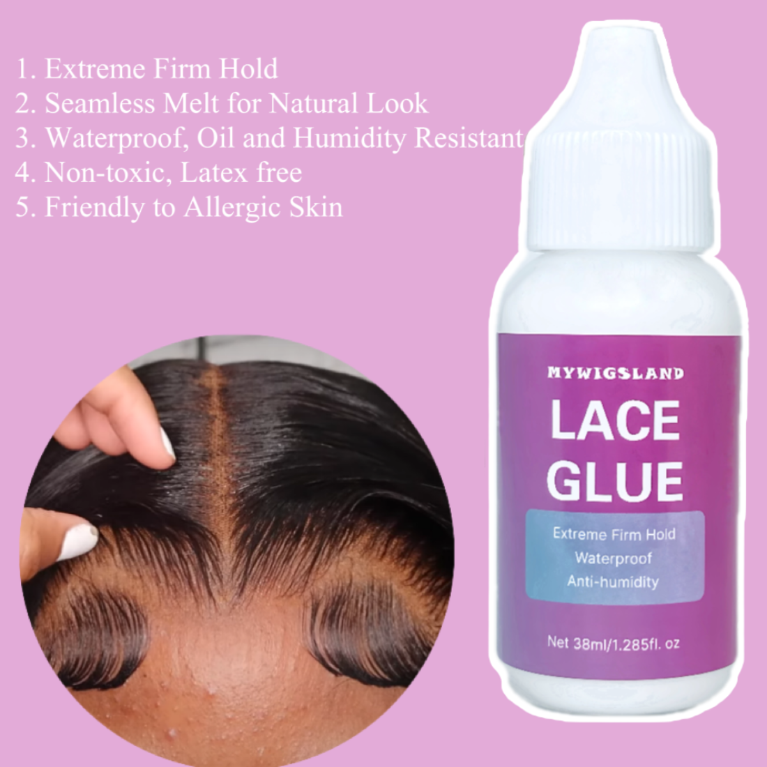 Strong Hold Waterproof Lace Glue For Wigs And Hair Replacement, Lace Adhesive For Secure Hair Bonding, Gule Romover