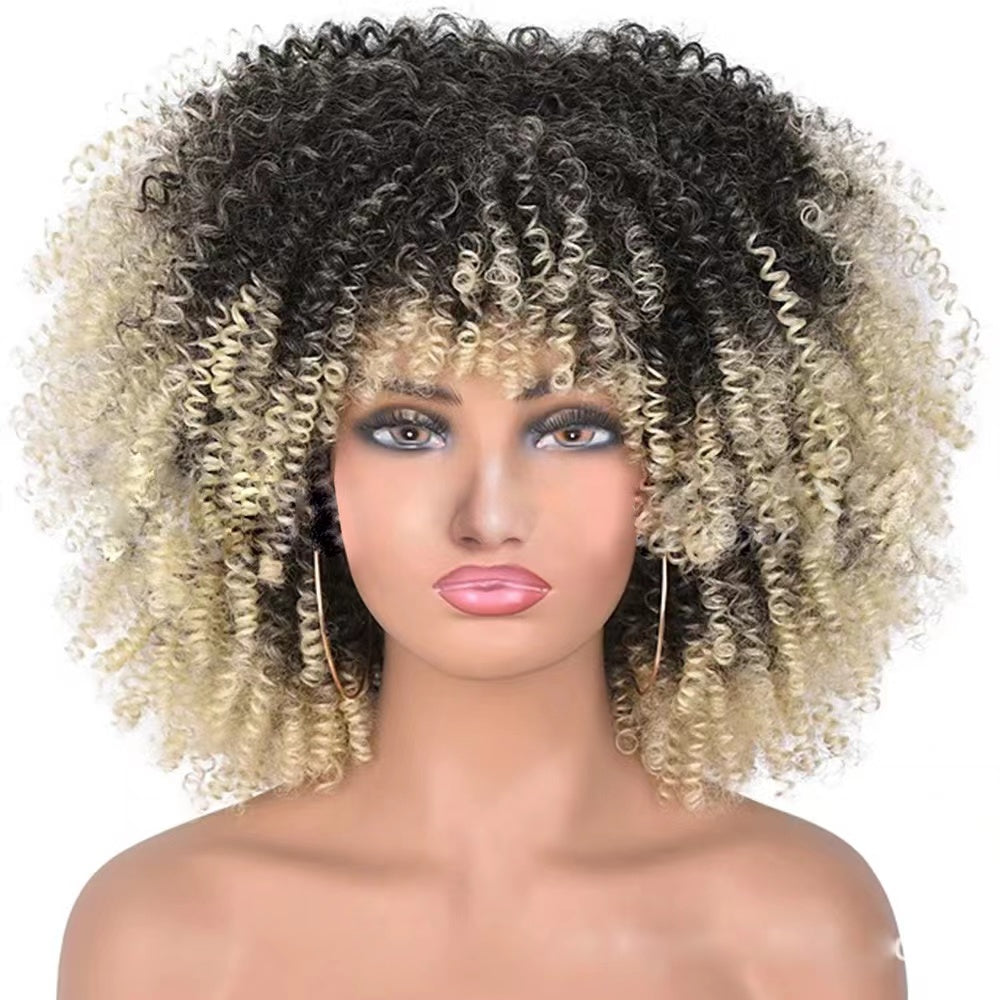 Mywigsland 16 Inch Extra Thick Realistic Kinky Curly Shoulder Length Synthetic Afro Wig