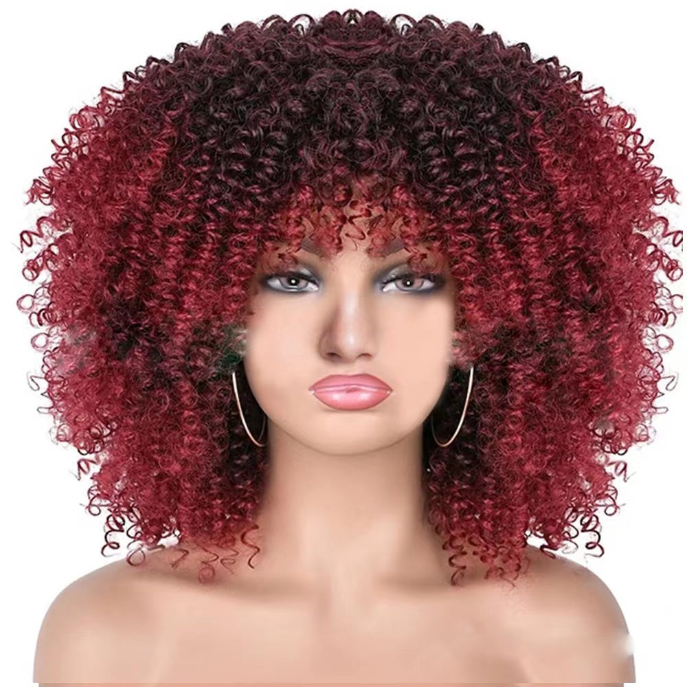 Mywigsland 16 Inch Extra Thick Realistic Kinky Curly Shoulder Length Synthetic Afro Wig