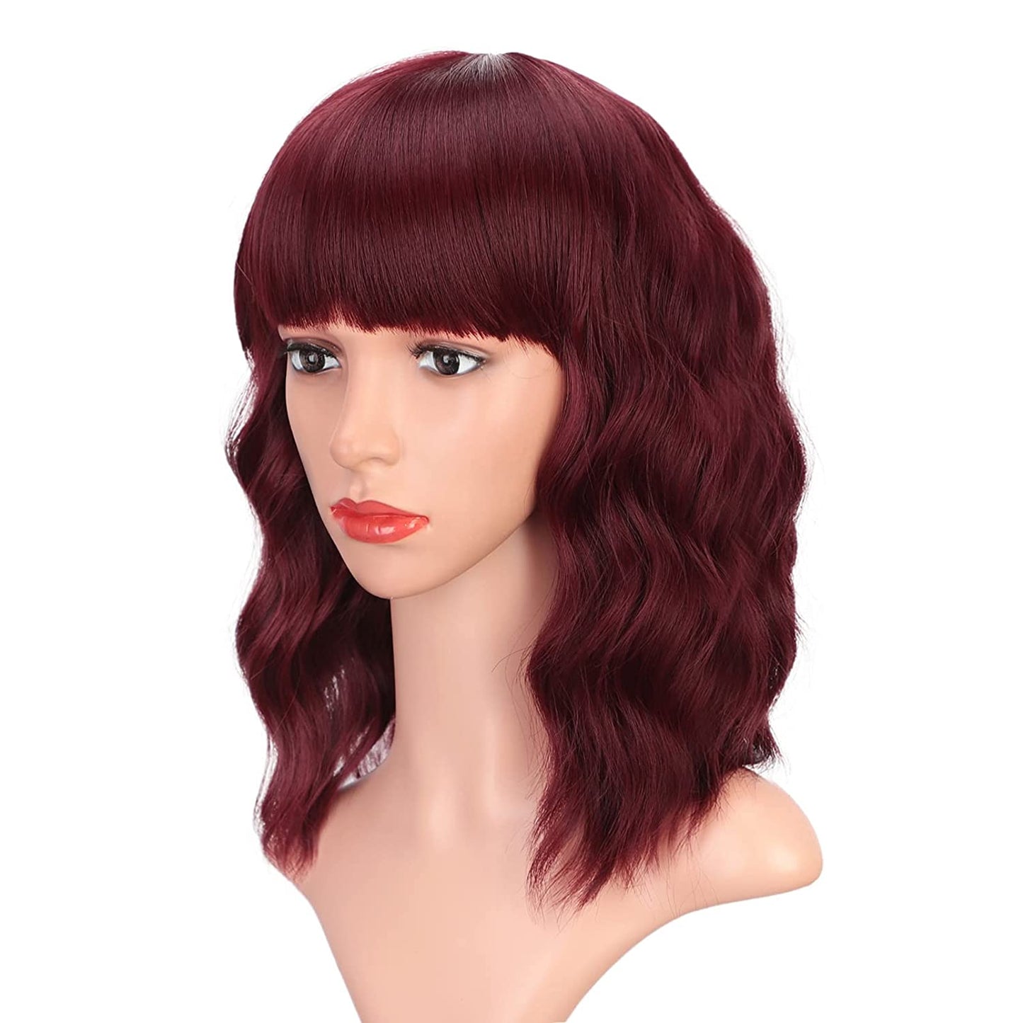 Mywigsland 14 Inch Vigour Girl Short Wavy with Bangs Synthetic Heat Resistant Wig Bob Style