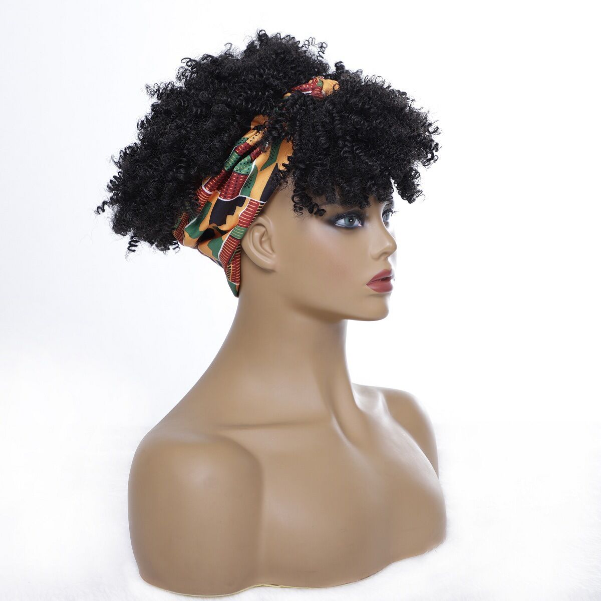 Mywigsland Afro Coily Curls Headband Wig With Bangs for Female