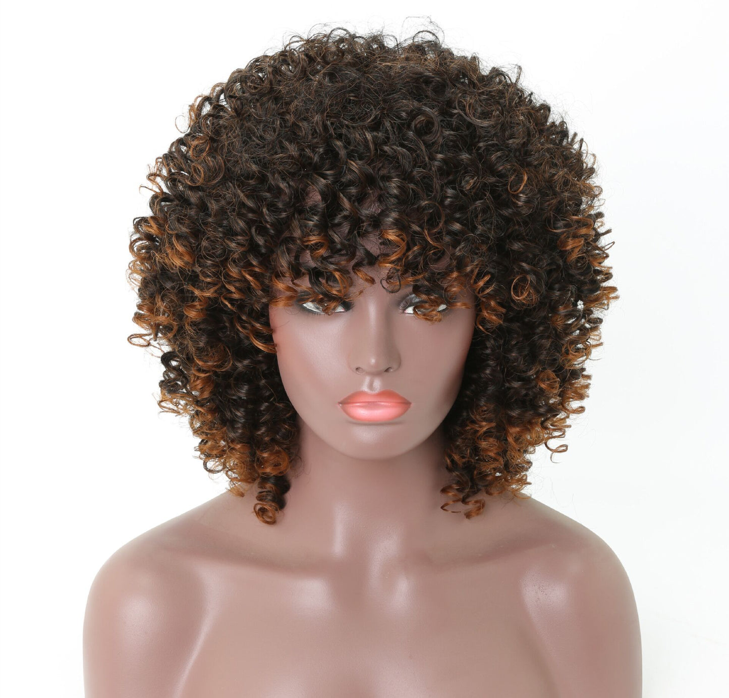 Mywigsland 14 Inch Glowing Queen Ombre Blonde Short Curly Synthetic Afro Wig