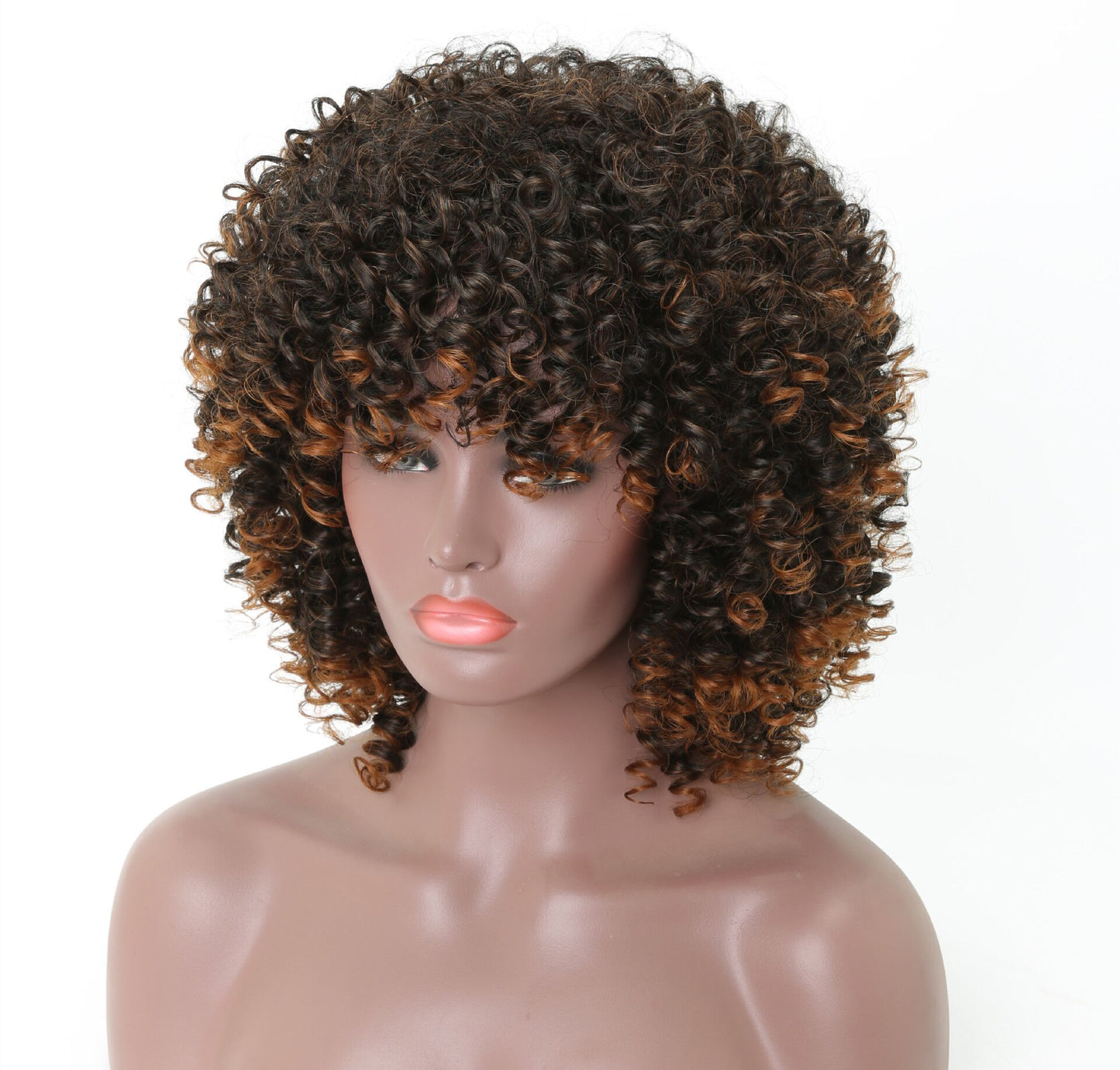 Mywigsland 14 Inch Glowing Queen Ombre Blonde Short Curly Synthetic Afro Wig