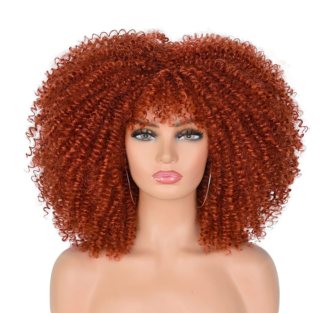 Mywigsland 16 Inch Extra Thick Realistic Kinky Curly Shoulder Length Synthetic Afro Wig